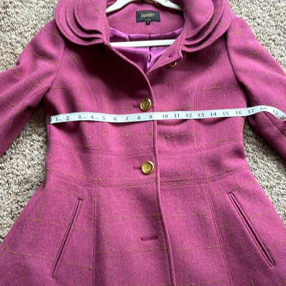LAUNDRY by Shelli Segal wool tweed Fit & Flare peacoat size 6 pink/gold buttons - Picture 8 of 13
